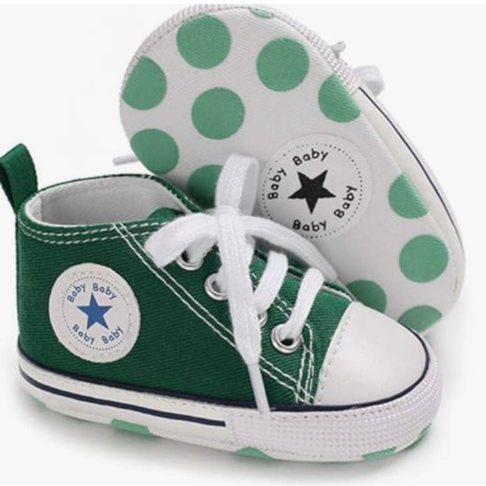 Meckior Baby Canvas Sneakers First Walkers Crib Shoes - Green - New with Tag